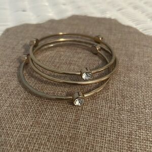 Elegant Gold Bangle Set with Crystal Accents
